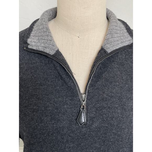 Neiman Marcus Nano Cashmere Gray 1/4 Zipper Sweater Medium - Picture 2 of 6
